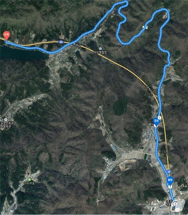 본문 이미지 - 국도 21호선 개운치터널 순창→정읍 방향 교통 통제 및 우회도로 안내  지도.(남원국토관리사무소 제공. 재판매 및 DB금지)/뉴스1