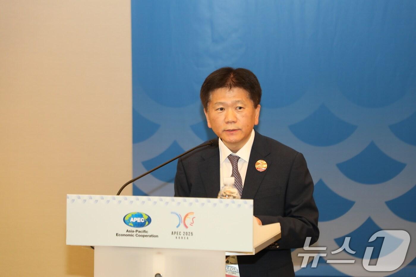 이명순 국민권익위원회 부위원장이 인천 송도 컨벤시아에서 열린 APEC 반부패 협력 고위급 대화에서 발언하고 있다. (국민권익위원회 제공. 재판매 및 DB 금지) 2025.7.31/뉴스1