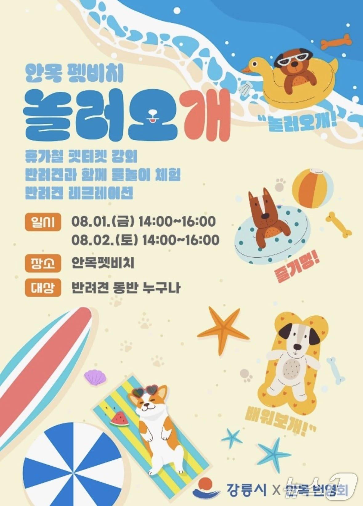 본문 이미지 - 강릉 안목 펫비치 여름 특별 프로그램 홍보물.(강릉시 제공, 재판매 및 DB 금지) 2025.7.31/뉴스1