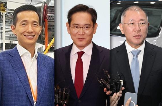 본문 이미지 - 김동관 한화그룹 부회장&#40;왼쪽부터&#41;, 이재용 삼성전자 회장, 정의선 현대자동차그룹 회장. ⓒ News1 윤주희 디자이너