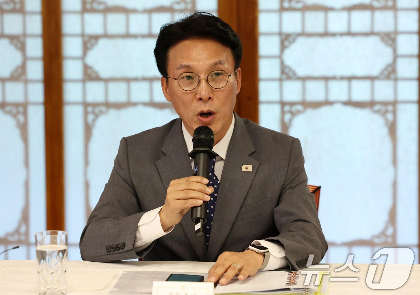 김민석 국무총리가 6일 오후 서울 종로구 삼청동 국무총리 공관에서 열린 이재명 정부 첫 고위당정협의회에서 발언하고 있다. (공동취재) 2025.7.6/뉴스1 ⓒ News1 김성진 기자