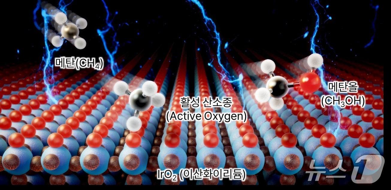 본문 이미지 - 전기화학적 상온 메탄-메탄올 전환 개념 이미지(한국연구재단 제공) /뉴스1