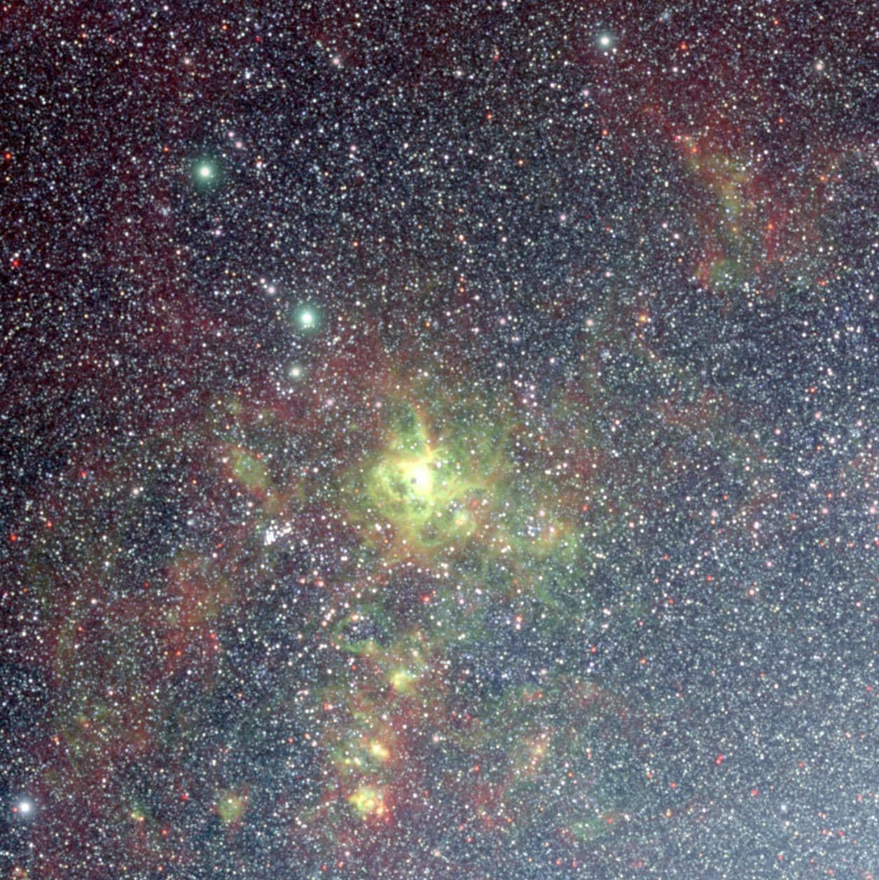 본문 이미지 - 한국 스피어엑스 연구팀이 선정하고 합성해 공개한 타란툴라 성운의 모습.&#40;한국천문연구원 제공&#41;