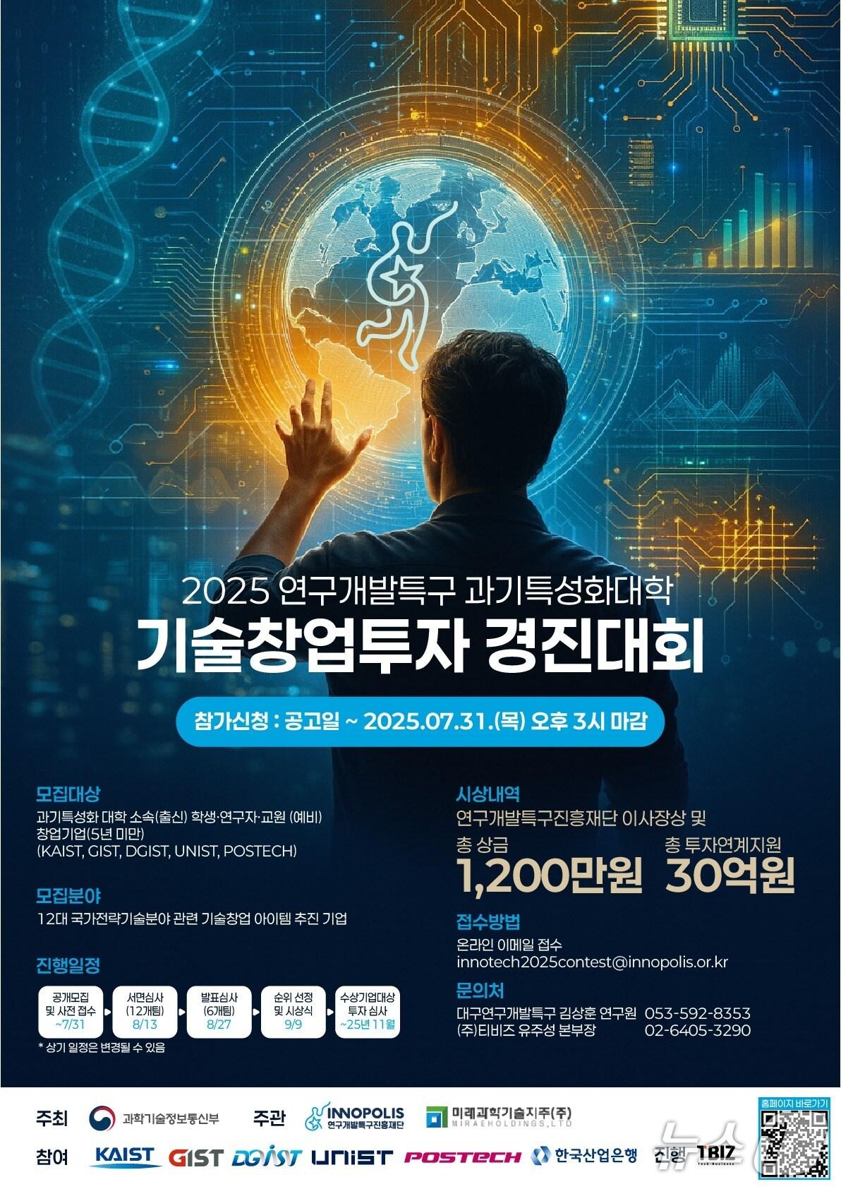 본문 이미지 - '2025년 연구개발특구 과기특성화대 기술창업투자 경진대회' 포스터(특구재단 제공) /뉴스1