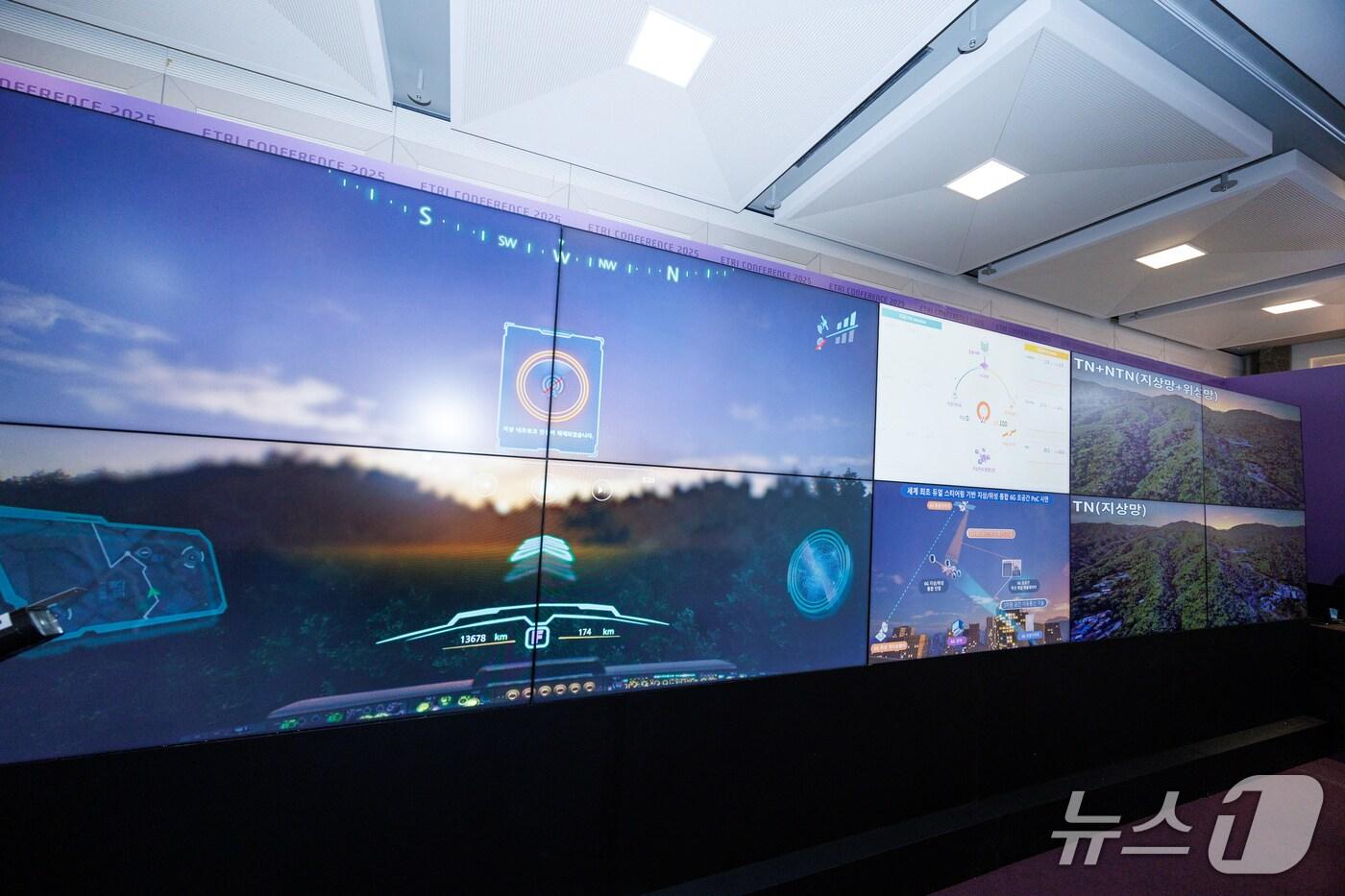 ETRI 컨퍼런스 2025 전시장에서 시연된 지상-위성 통합 6G 초공간 통신 기술(ETRI 제공) /뉴스1