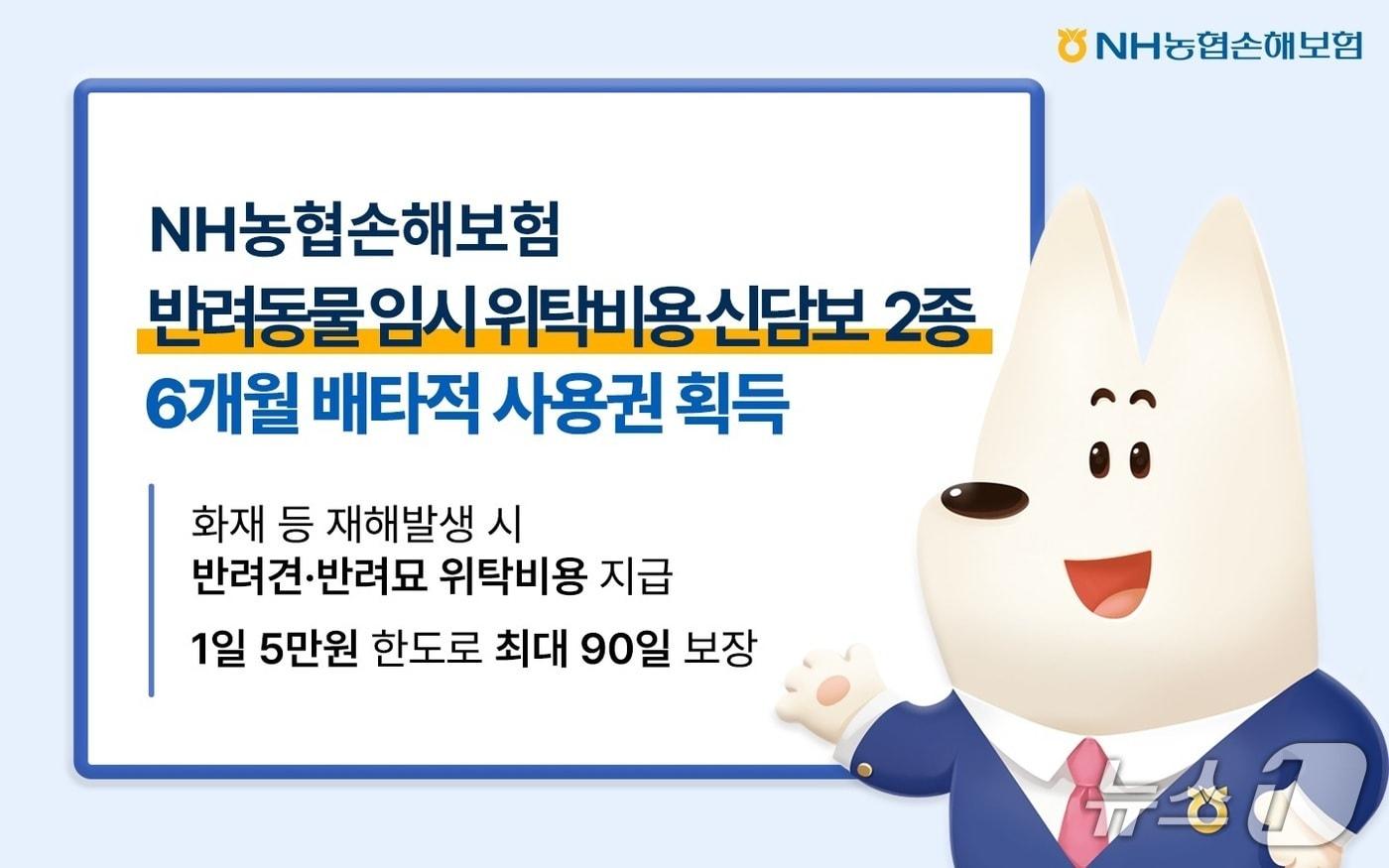 NH농협손해보험은 6월 2일 출시한 반려동물 임시 위탁비용 신담보 2종에 대해 6개월간 배타적 사용권을 획득했다고 9일 밝혔다./사진제공=NH농협손해보험