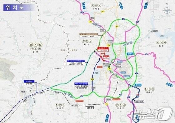 본문 이미지 - 강원 춘천 서면대교 건설 위치도.&#40;강원도 제공, 재판매 및 DB 금지&#41;/뉴스1