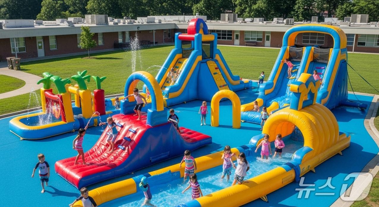 본문 이미지 - 대실초등학교 물놀이장 AI 가상 이미지(계룡시 제공.재판매 및 DB금지)/뉴스1