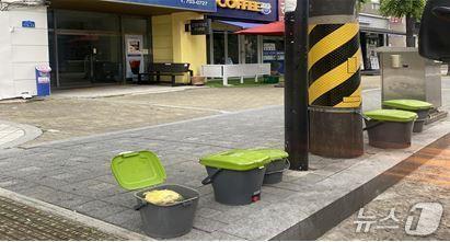 본문 이미지 - 가정에서 배출된 음식물 쓰레기가 담긴 수거용기 모습.&#40;마포구 제공&#41;