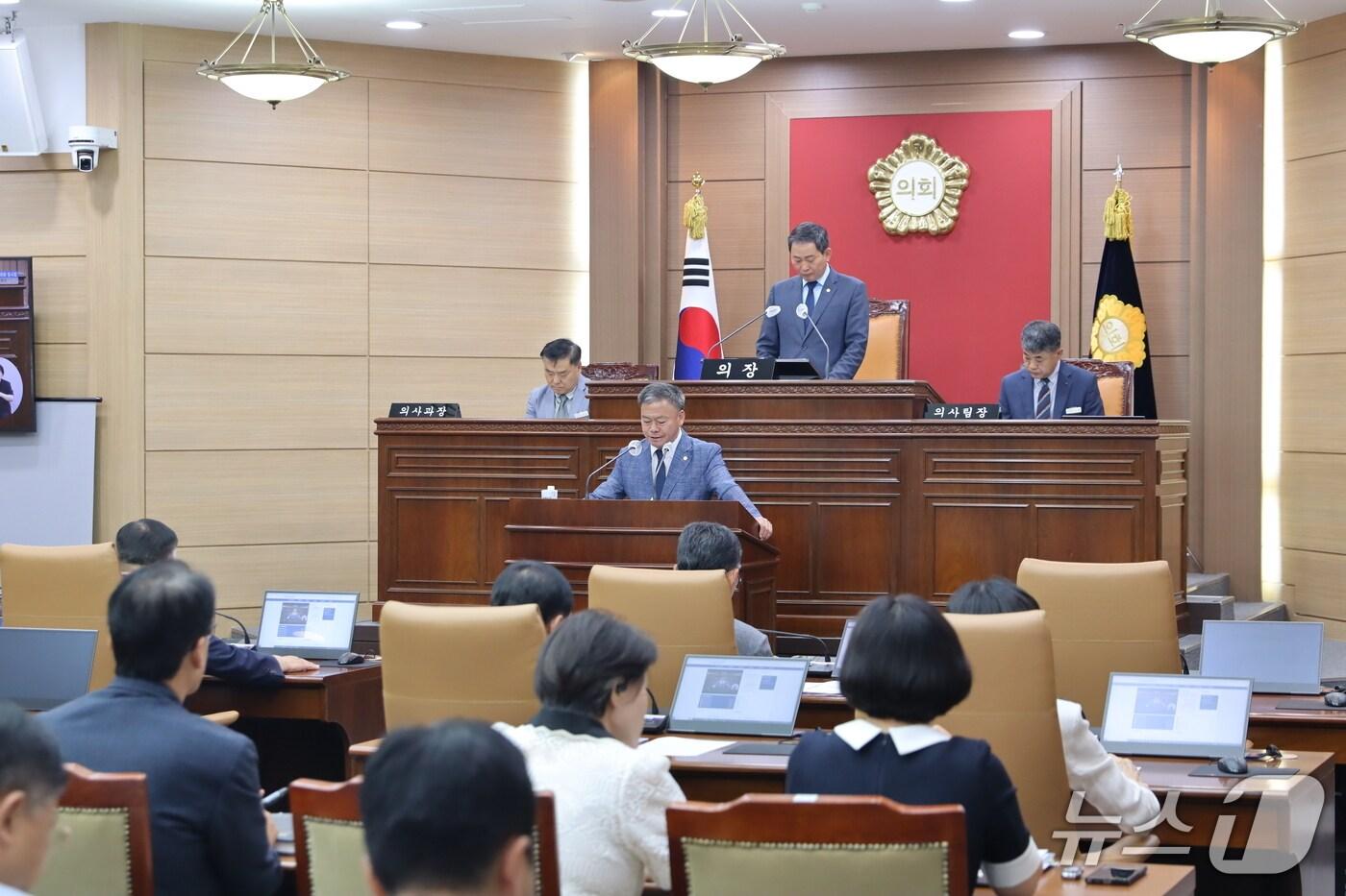 양주영는 전북 임실군의원이 제347회 임시회 제6차 본회의에서 5분 발언을 하고 있다.&#40;의회제공. 재판매 및 DB금지&#41;2025.8.1/뉴스1