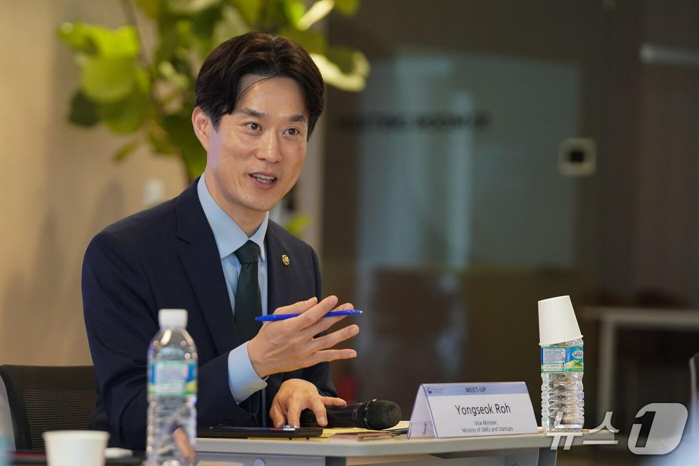 노용석 중소벤처기업부 차관이 1일 서울 강남구 글로벌스타트업센터(GSC)에서 열린 '인바운드 창업기업 간담회'에서 인사말을 하고 있다. (중기부 제공)