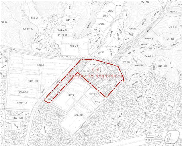본문 이미지 - 관양초등학교 주변 재개발사업 위치도.(안양시 제공. 재판매 및 DB금지)/뉴스1