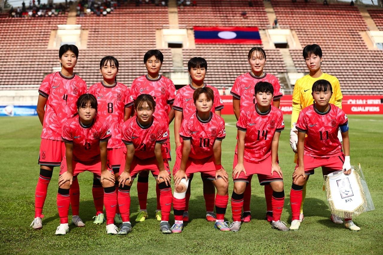 본문 이미지 -  여자축구 U19 대표팀이 아시안컵 본선 진출을 확정했다.&#40;대한축구협회 제공&#41;