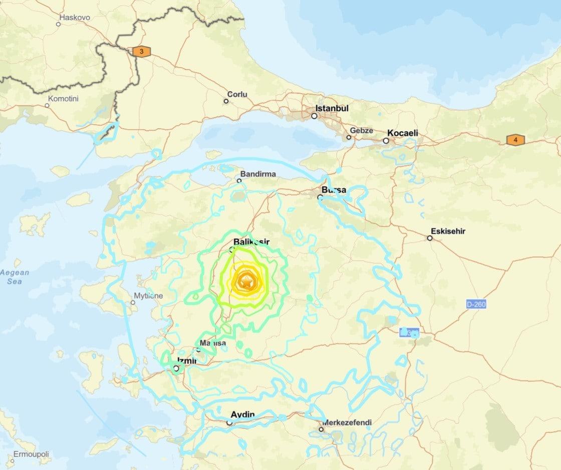 본문 이미지 -  터키 지진 발생 지도/ 출처-미국 지질조사국 웹사이트