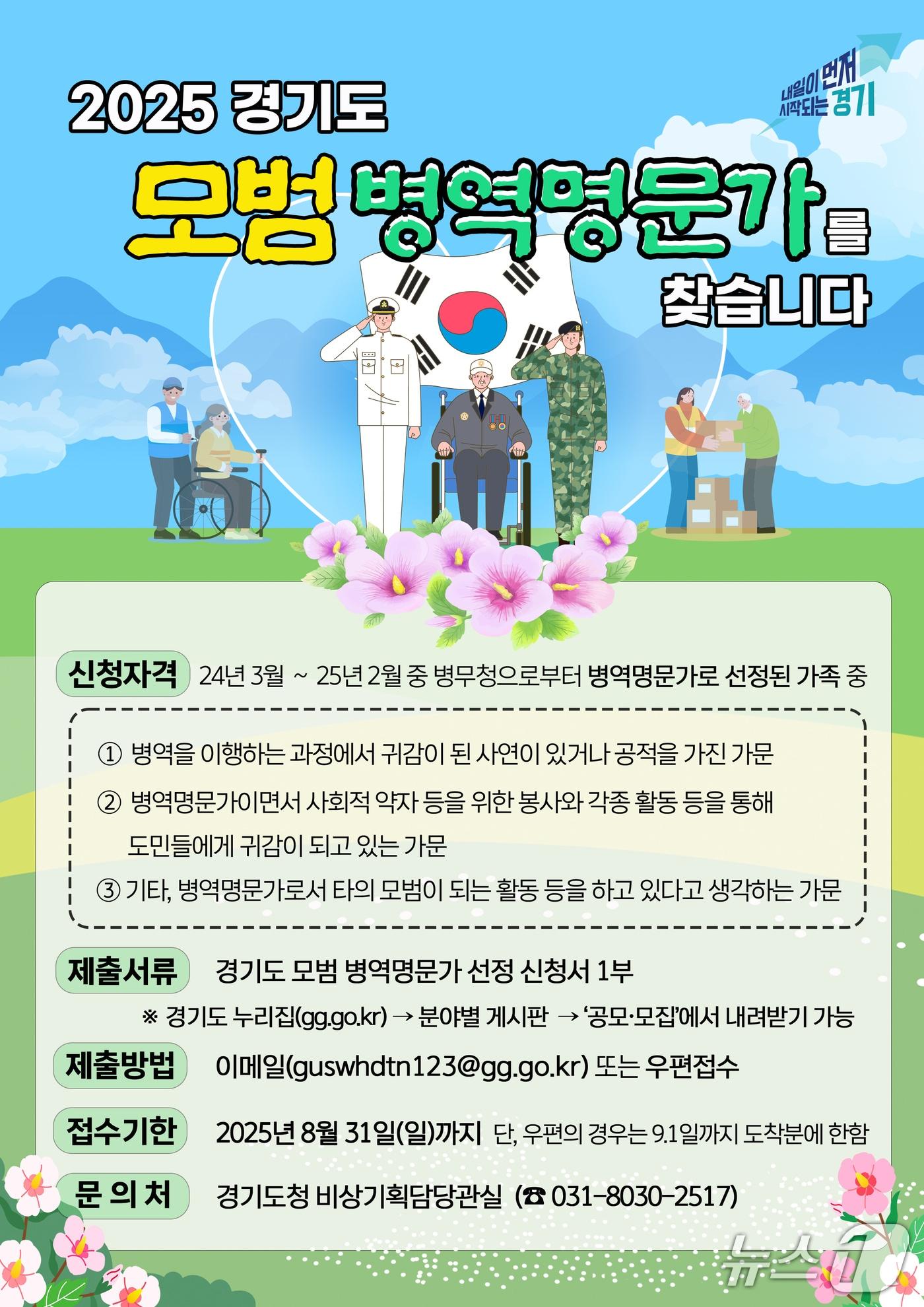 본문 이미지 - 경기도 모범 병역명문가 공모 포스터.(경기도 제공. 재판매 및 DB금지)