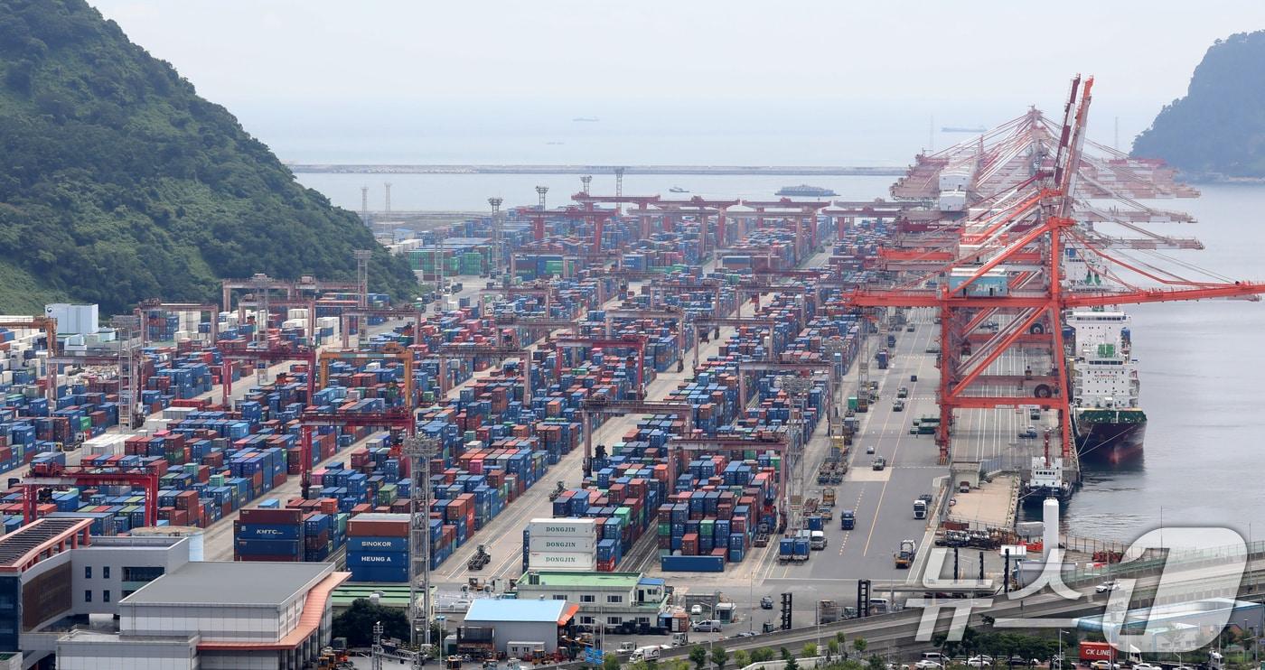  부산항 신선대부두 야적장. &lt;자료사진&gt; 2025.8.11/뉴스1 ⓒ News1 윤일지 기자