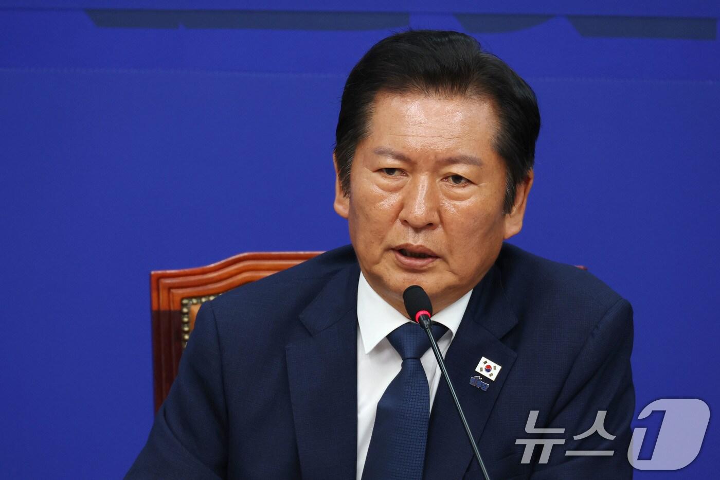 정청래 더불어민주당 대표가 12일 오후 서울 여의도 국회에서 열린 국민중심 사법개혁 특별위원회 출범식 및 1차 회의에서 발언하고 있다. 2025.8.12/뉴스1 ⓒ News1 이광호 기자