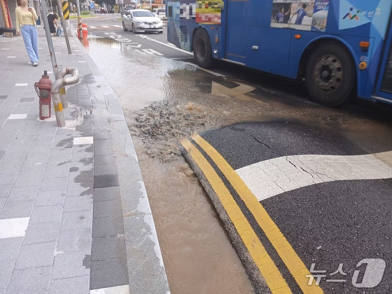 본문 이미지 - 아산시 용화동에서 상수도관 파열로 인한 누수가 발생했다. (아산시청 제공. 재판매 및 DB금지)