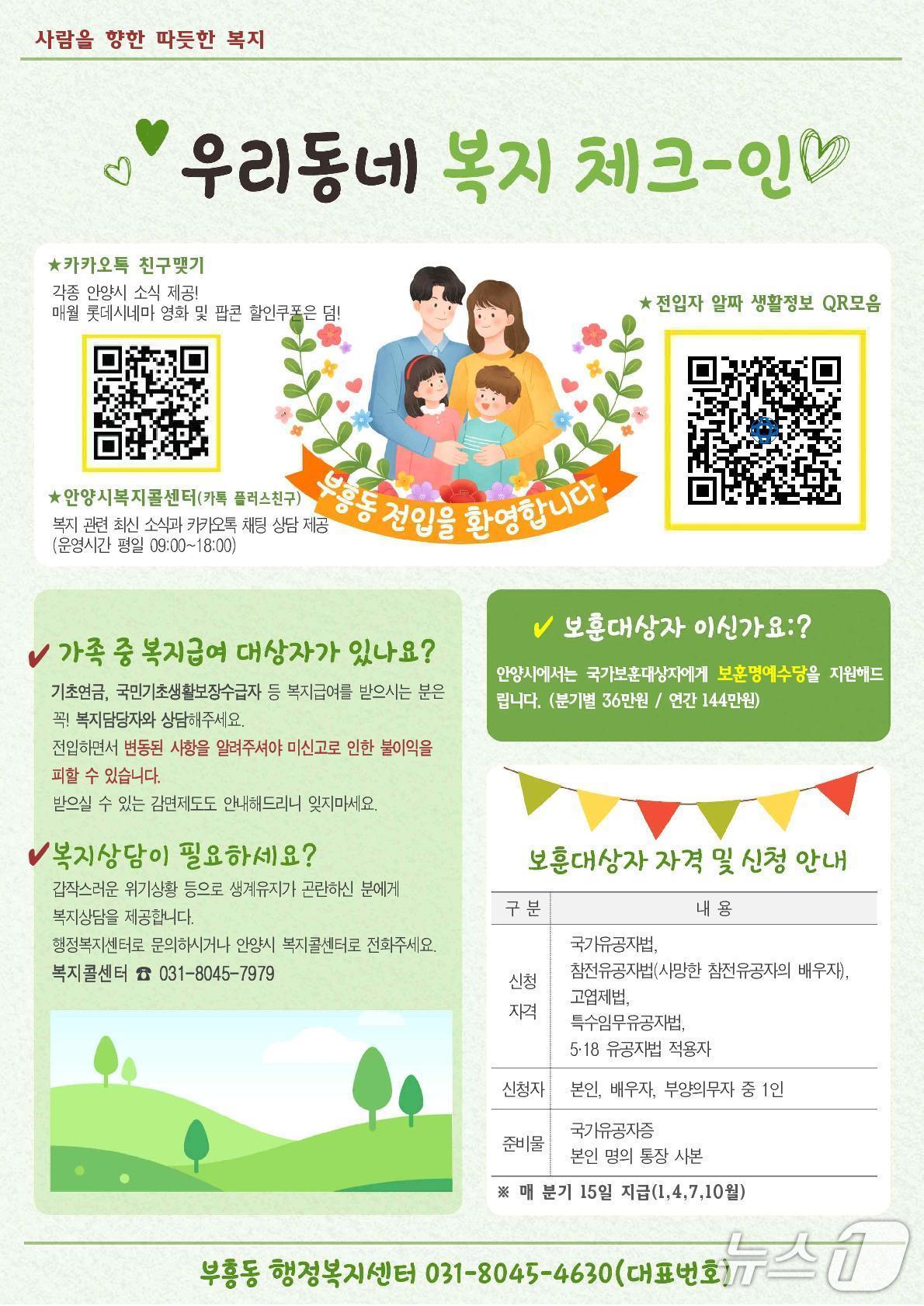 본문 이미지 - 경기 안양시 부흥동이 전입 주민을 위한 &#39;우리동네 복지 체크&#40;Check&#41;-인&#40;人&#41;&#39;사업을 시행한다.&#40;안양시 제공. 재판매 및 DB금지&#41;/뉴스1