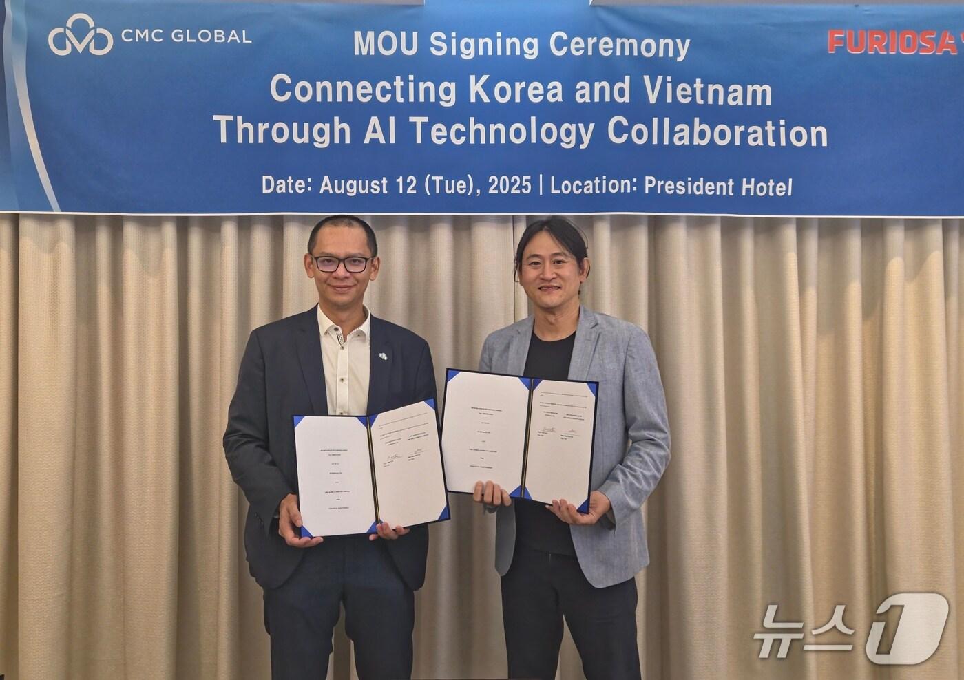 당 응옥 바오 CMC글로벌 대표&#40;왼쪽&#41;와 백준호 퓨리오사AI 대표&#40;퓨리오사AI 제공&#41;