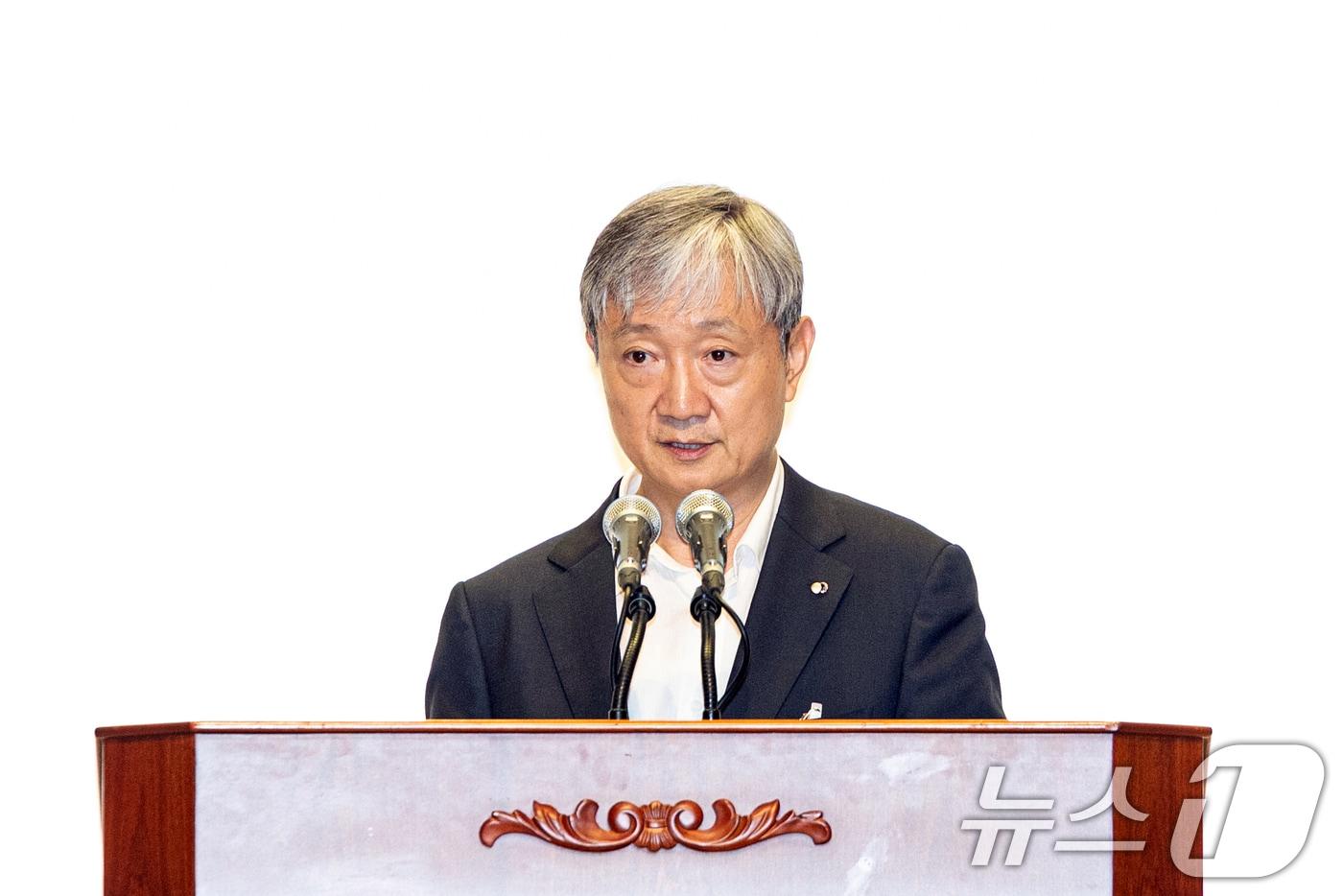 이찬진 신임 금융감독원장이 14일 오후 서울 영등포구 여의도 금융감독원에서 열린 취임식에서 취임사를 하고 있다. 2025.8.14/뉴스1 ⓒ News1 이승배 기자