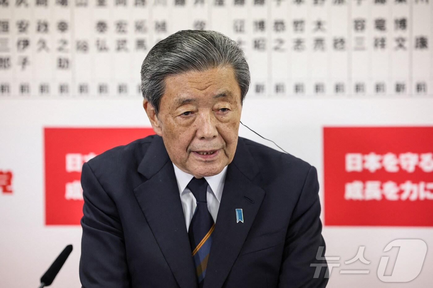 2024년 10월 27일(현지시간) 일본 도쿄 자민당 본부에서 모리야마 히로시 자민당 간사장이 발언하고 있다. 2024.10.27. ⓒ 로이터=뉴스1 ⓒ News1 윤다정 기자