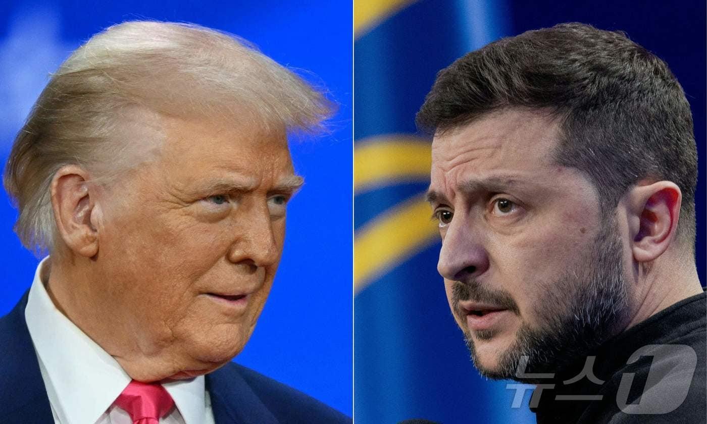 도널드 트럼프 미국 대통령&#40;왼쪽&#41;과 볼로디미르 젤렌스키 우크라이나 대통령. 2025.02.25. ⓒ AFP=뉴스1 ⓒ News1 윤다정 기자
