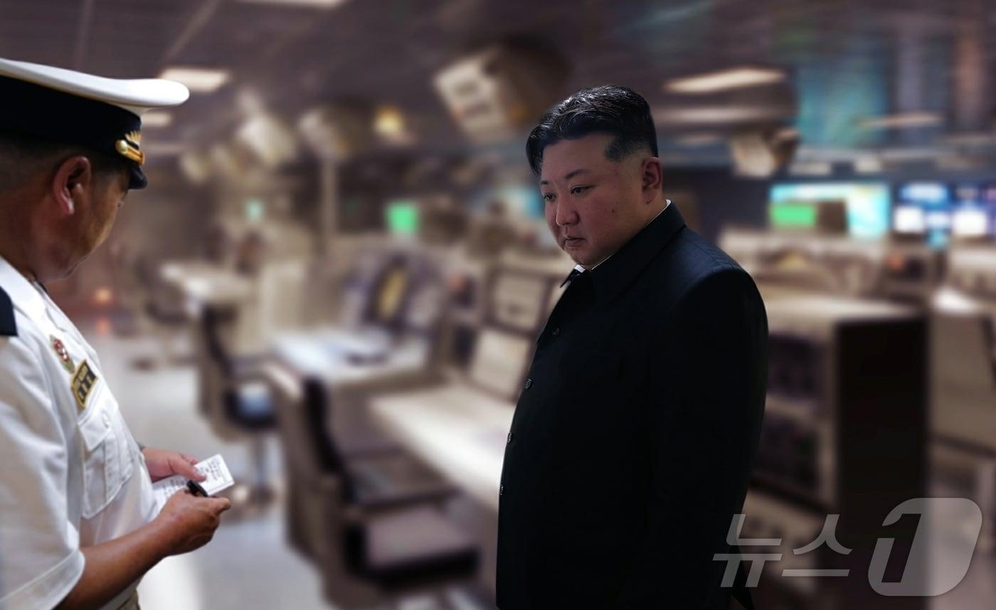 &#40;평양 노동신문=뉴스1&#41; = 김정은 북한 노동당 총비서가 지난 18일 구축함 &#39;최현&#39;호를 시찰하는 모습. [국내에서만 사용가능. 재배포 금지. DB 금지. For Use Only in the Republic of Korea. Redistribution Prohibited] rodongphoto@news1.kr