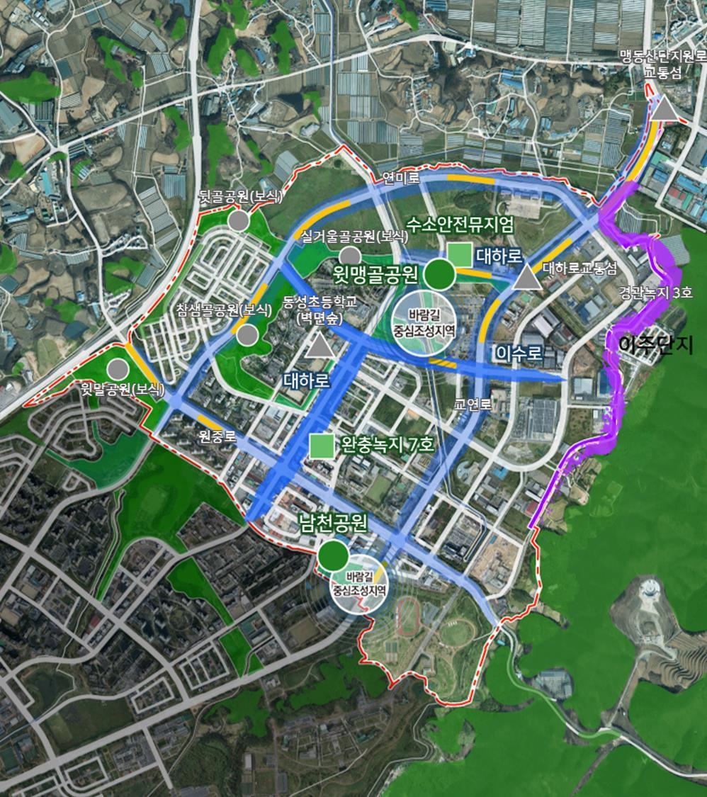 본문 이미지 -  충북혁신도시 도시바람길숲 구역도.(음성군 제공. 재판매 및 DB금지)/뉴스1