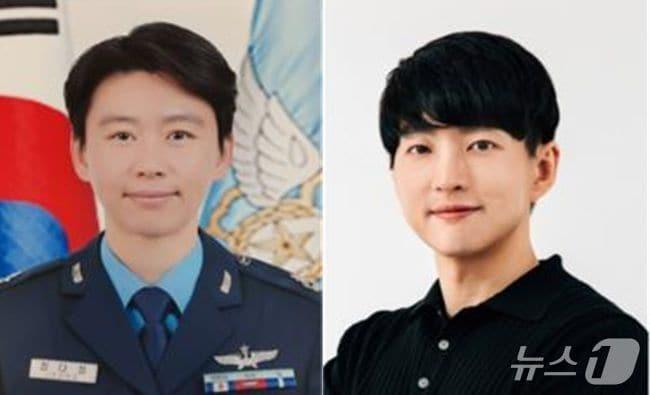 본문 이미지 -  정다정 공군 소령&#40;왼쪽&#41;과 김병훈 에이피알 대표이사&#40;오른쪽&#41; &#40;포니정재단 제공&#41;