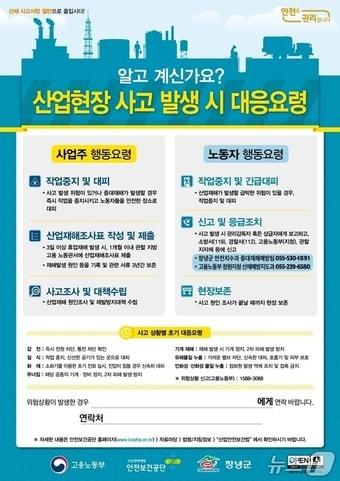 본문 이미지 - 산업재해 발생 대응절차 안내문(창녕군 제공).