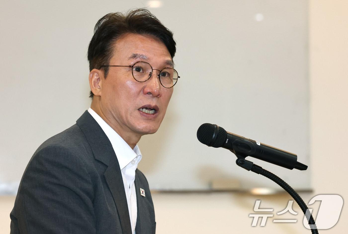 김민석 국무총리가 19일 오전 서울 종로구 정부서울청사에서 열린 출입기자단 간담회에서 모두발언을 하고 있다. 2025.8.19/뉴스1 ⓒ News1 임세영 기자