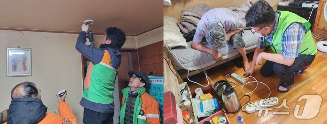 본문 이미지 - 서구 관계자들이 주거 취약계층을 대상으로 화재 피해 예방 작업을 실시하고 있다.&#40;부산 서구 제공. 재판매 및 DB금지&#41;