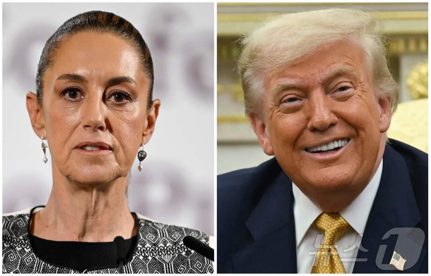 클라우디아 셰인바움 멕시코 대통령&#40;왼쪽&#41;과 도널드 트럼프 미국 대통령. 2025.08.01 ⓒ AFP=뉴스1 ⓒ News1 김지완 기자