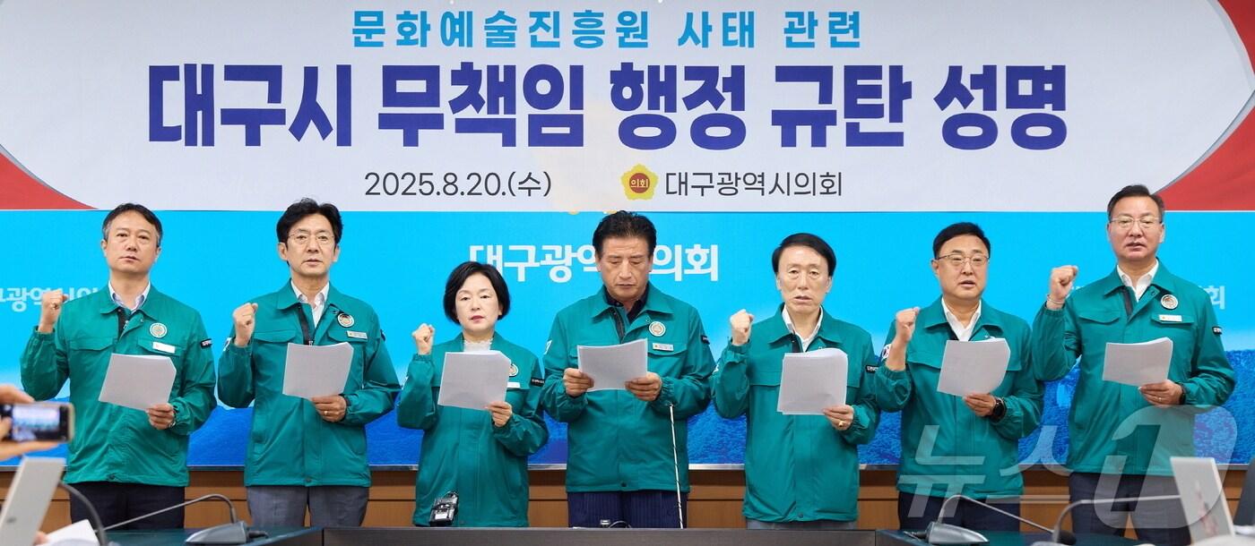 대구시의회 문화복지위원회(위원장 박창석)가 20일 조직 갈등 등으로 논란을 빚은 대구문화예술진흥원 사태와 관련해 대구시의 적극적인 대책 마련을 촉구했다.(대구시의회 제공, 재판매 및 DB 금지) ⓒ News1 김대벽기자