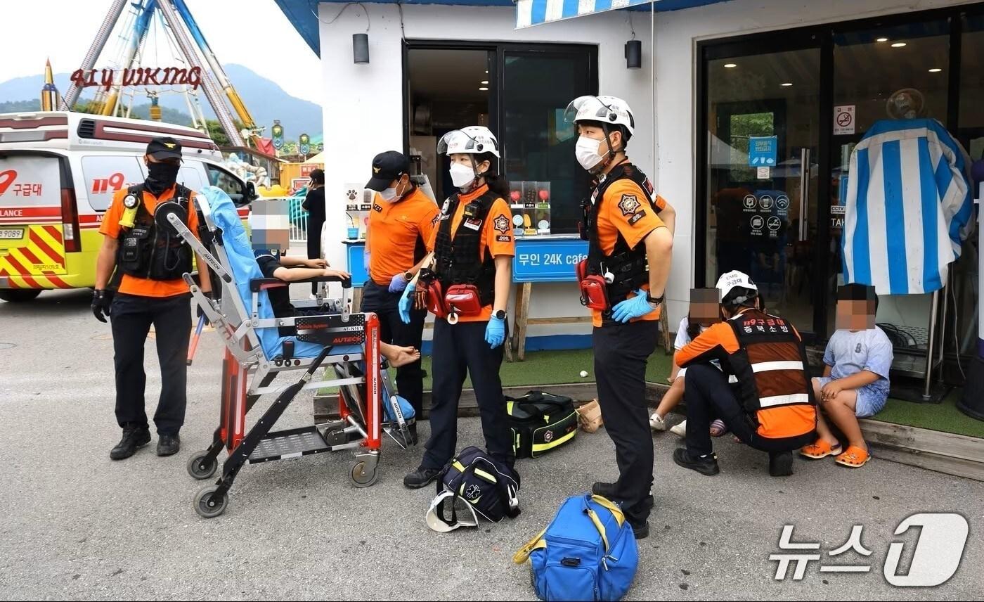  충북 제천시 모산동의 놀이공원 안전사고.(제천소방서 제공. 재판매 및 DB금지)/뉴스1