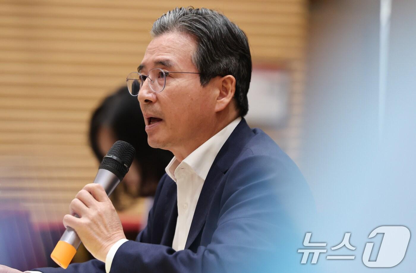 김용범 정책실장이 20일 서울 용산 대통령실 청사에서 열린 기자간담회에서 발언하고 있다. 2025.8.20/뉴스1 ⓒ News1 허경 기자