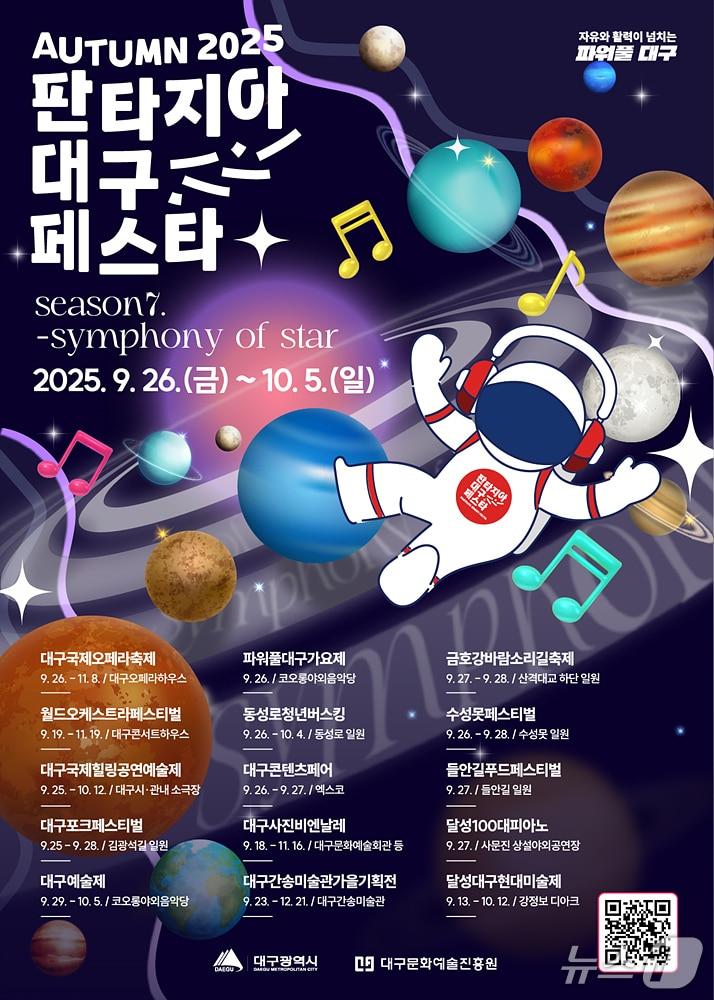 본문 이미지 - 대구를 대표하는 축제 15개를 즐길 수 있는 &#39;2025 판타지아대구페스타&#39;가 오는 9월 개막한다. 이미지는 포스터. &#40;대구시 제공. 재판매 및 DB 금지&#41;/뉴스1