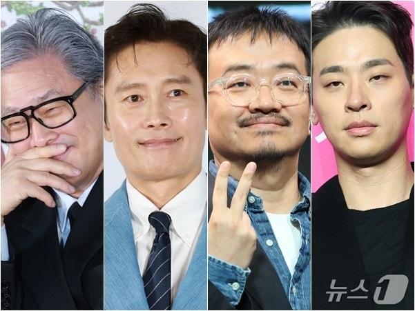 본문 이미지 - 박찬욱, 이병헌, 연상호, 박정민(왼쪽부터) / 뉴스1 DB