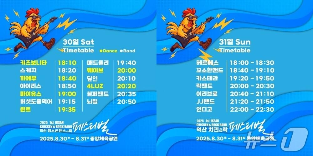 본문 이미지 - 익산시 &#39;제1회 치킨·락밴드 페스티벌&#39; 일정표.&#40;익산시 제공. 재판매 및 DB금지&#41;