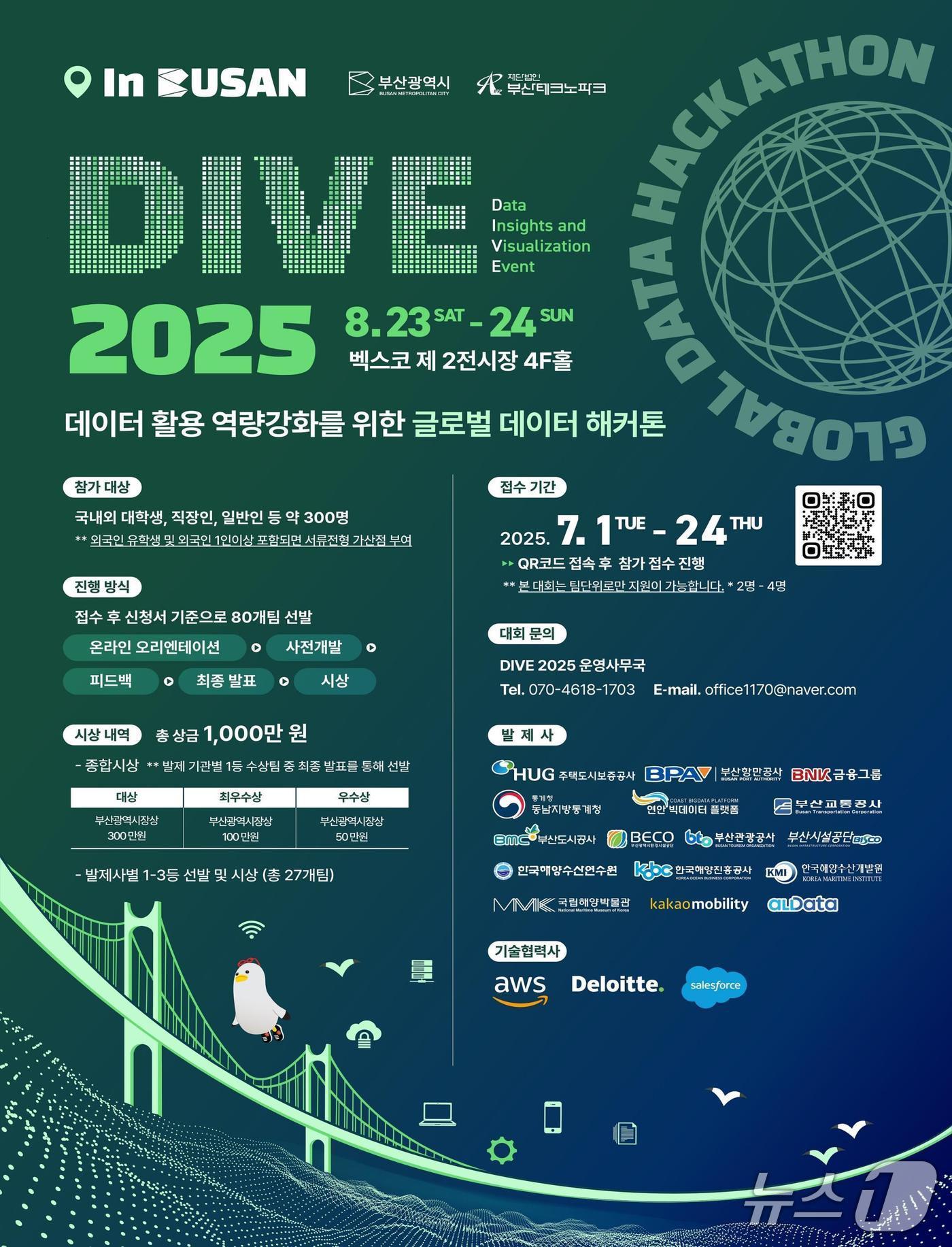 본문 이미지 - 글로벌 데이터 해커톤 '다이브(DIVE) 2025' 홍보 포스터.(부산시 제공. 재판매 및 DB금지)