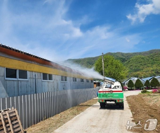본문 이미지 - 경기지역 지자체의 방역차량이 소독하는 모습. (사진=경기도)