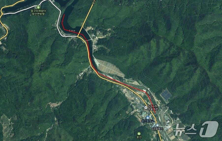 본문 이미지 - 도마천 하상정비 작업구간.&#40;강릉시 제공, 재판매 및 DB 금지&#41; 2025.8.22/뉴스1