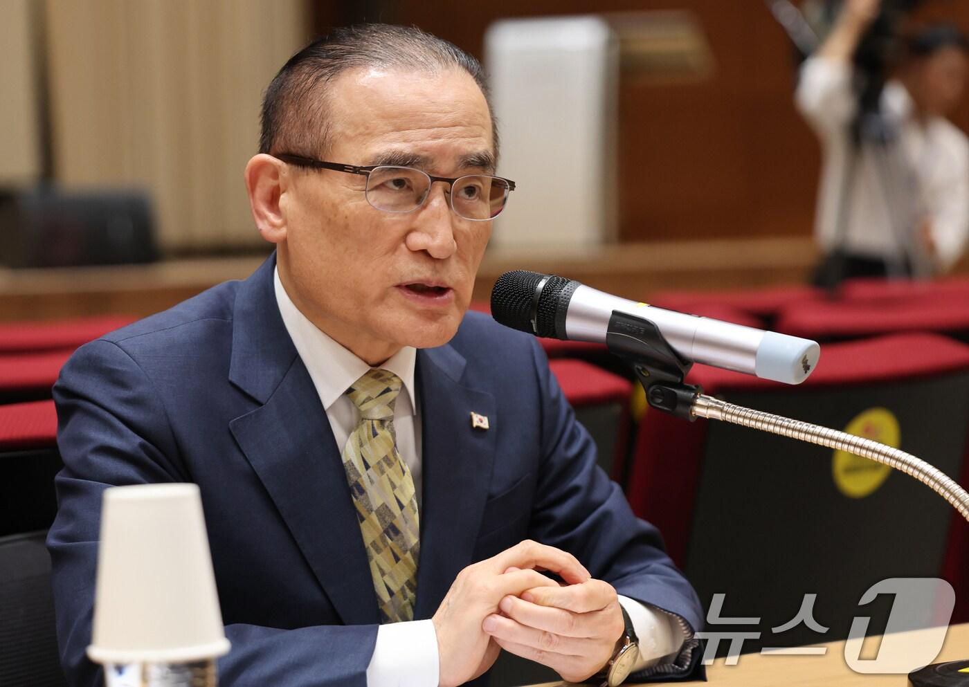 위성락 국가안보실장이 22일 서울 용산구 대통령실 청사에서 열린 기자간담회에서 발언하고 있다. 2025.8.22/뉴스1 ⓒ News1 허경 기자