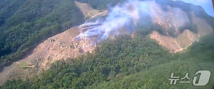 본문 이미지 - 22일 오후 2시 52분쯤 충북 음성군 감곡면 영산리 한 야산에서 불이 나 2시간여 만에 주불을 잡았다.(산림청 제공, 재판매 및DB금지) /뉴스1 