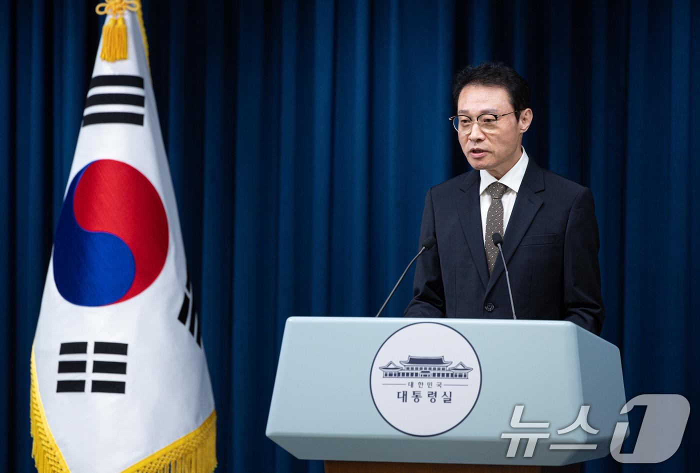 이규연 대통령실 홍보소통수석이 24일 서울 용산 대통령실 청사에서 '이재명 정부 소통 80일' 회고와 과제 관련 브리핑을 하고 있다. 2025.8.24/뉴스1 ⓒ News1 이재명 기자