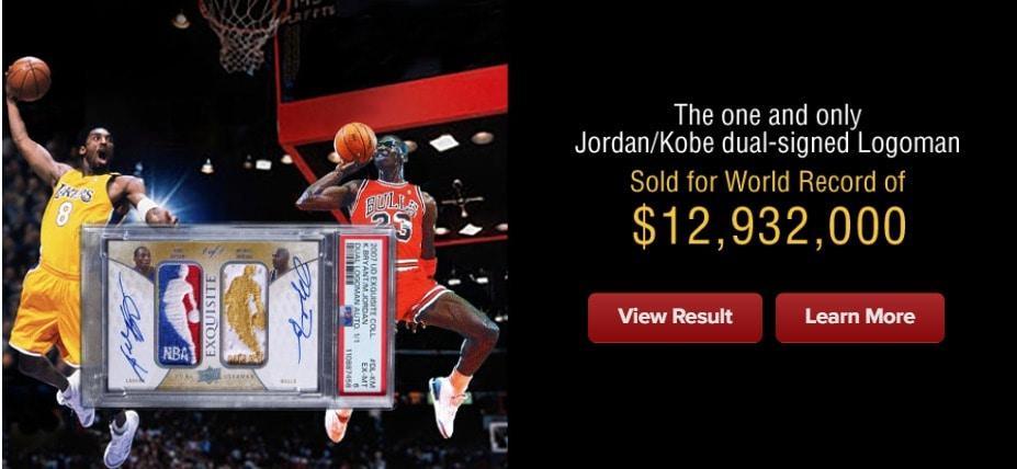 본문 이미지 - 마이클 조던과 코비 브라이언트의 사인이 들어간 스포츠카드가 179억 원에 팔렸다. (헤리티지 옥션 홈페이지 캡처)