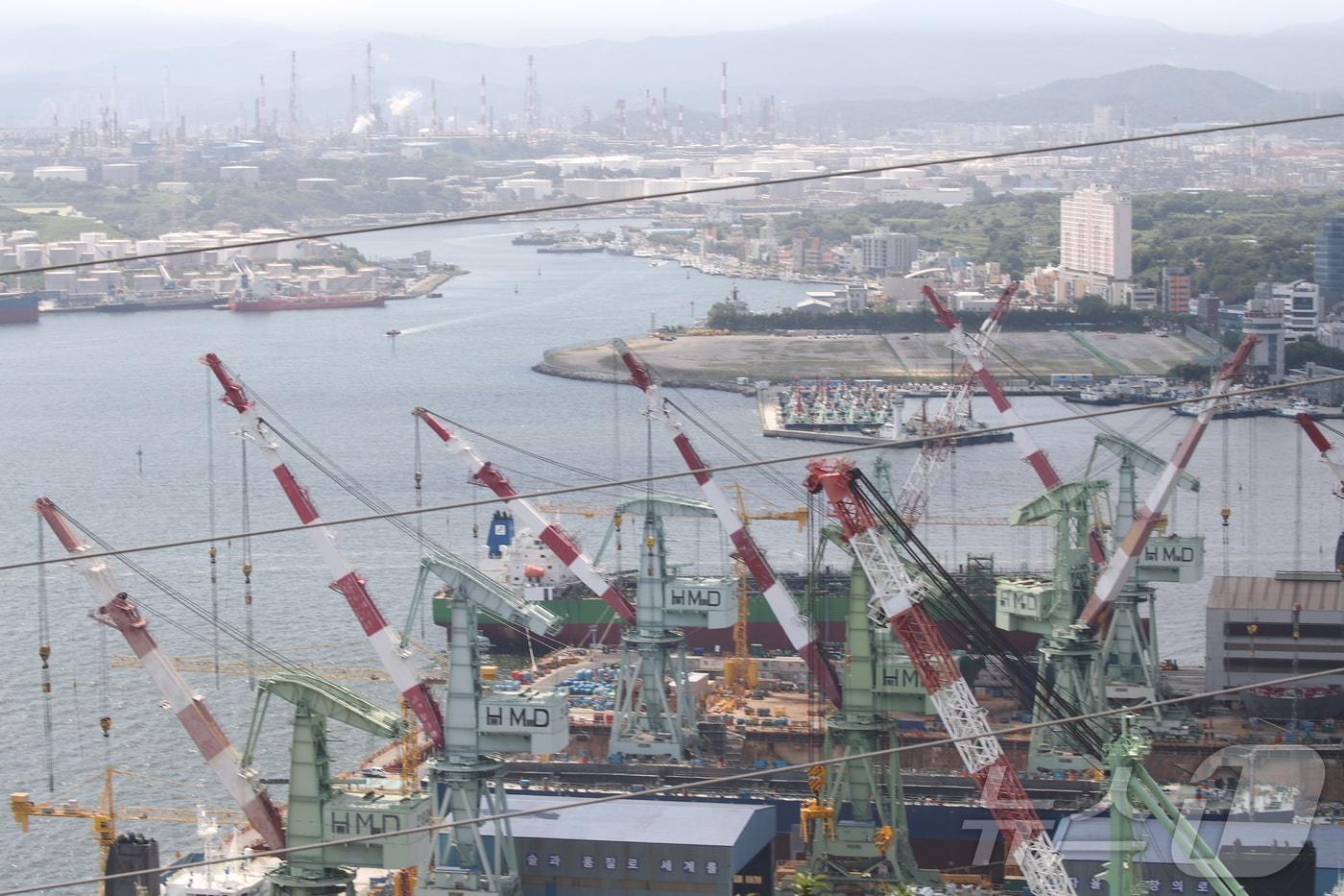 25일 울산 동구에 위치한 HD현대미포 수출 도크 모습.2025.8.25/뉴스1 ⓒ News1 김지혜 기자