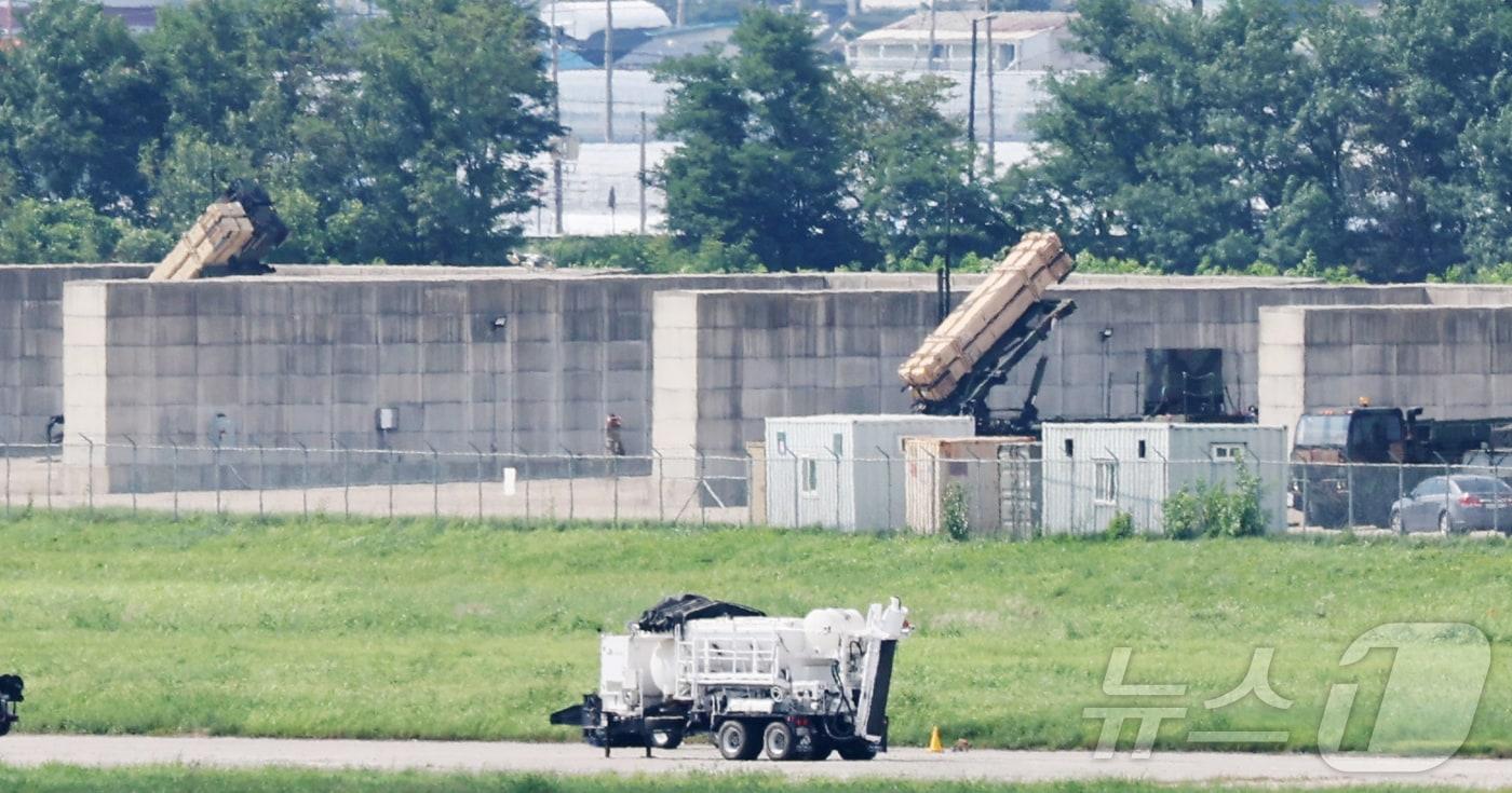 경기 평택시 주한미군 오산공군기지에 패트리엇&#40;PAC-3&#41; 미사일이 배치되어 있는 모습. 2025.8.25/뉴스1 ⓒ News1 김영운 기자