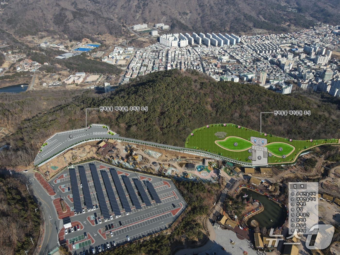 본문 이미지 - 김해시가 분산성 공원 부지에 조성 중인 반려동물 테마공원 조감도.(김해시 제공. 재판매 및 DB금지)